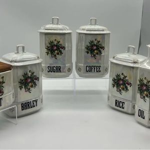 Vintage Czechoslovakia Victoria China Lustre ware Canister With  Oil & Vinegar